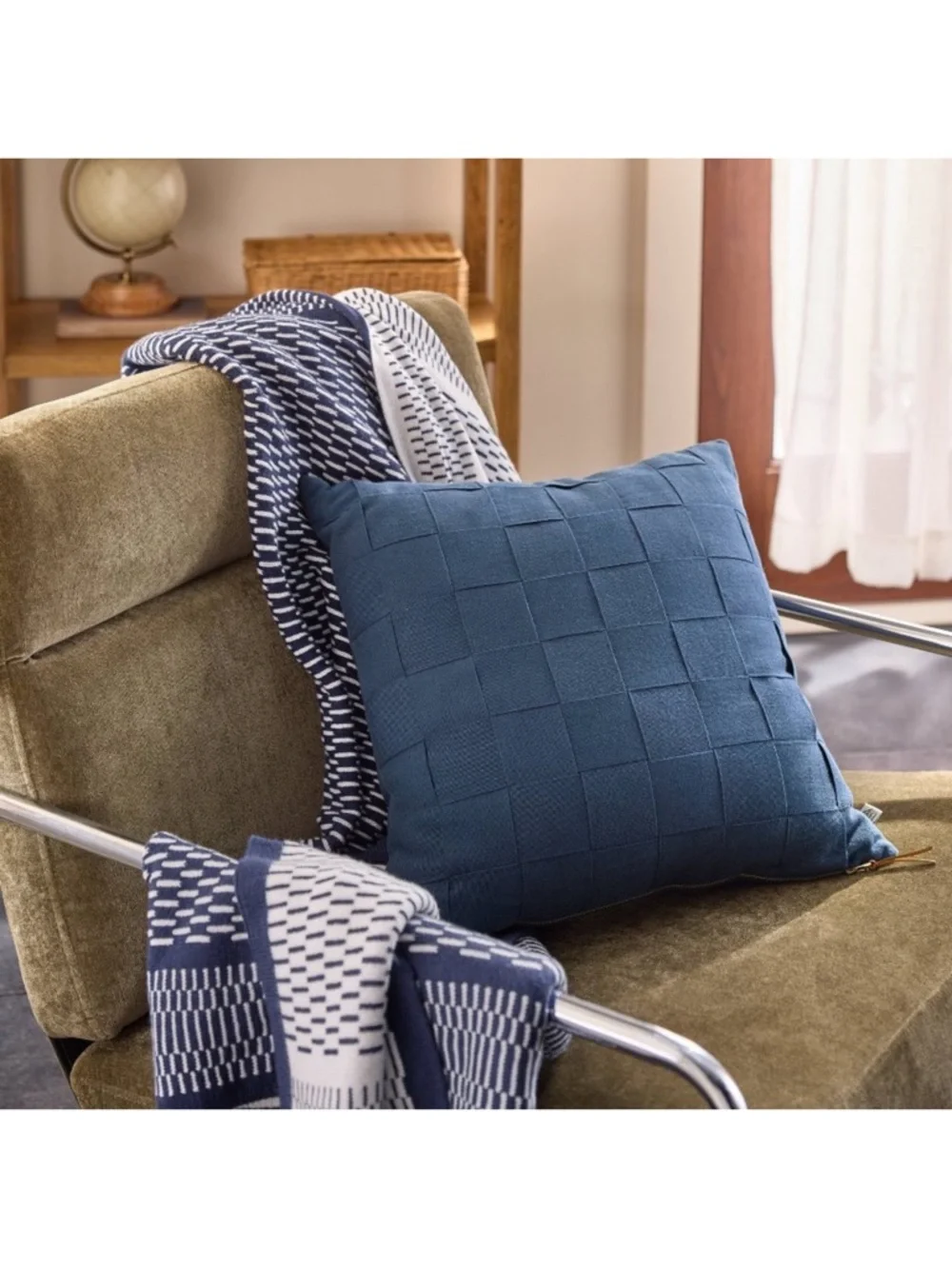 Knit Throw Blanket Navy - Hearth & Hand with Magnolia - Spring 2026 NEW